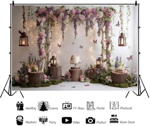 Rustic Flower Wall Backdrops 7x5ft Farmhouse Wedding Background Photography Baby Shower Bridal Shower Backdrop, alternate