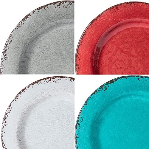 Rustic Melamine Dinnerware Set, 12 Piece Plate and Bowls Set for 4 in Multicolor, alternate view 5