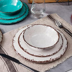 Rustic Melamine Dinnerware Set, 12 Piece Plate and Bowls Set for 4 in Multicolor, alternate view 6
