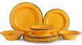 Rustic Melamine Dinnerware Sets for 4, Harvest Plates and Bowls Set in Gold