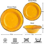 Rustic Melamine Dinnerware Sets for 4, Harvest Plates and Bowls Set in Gold, alternate view 3
