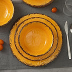 Rustic Melamine Dinnerware Sets for 4, Harvest Plates and Bowls Set in Gold, alternate view 6