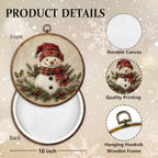 Rustic Snowman Christmas Round Framed Wall Art 10"x10", alternate view 2