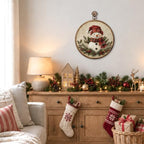 Rustic Snowman Christmas Round Framed Wall Art 10"x10", alternate view 3