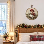 Rustic Snowman Christmas Round Framed Wall Art 10"x10", alternate view 4