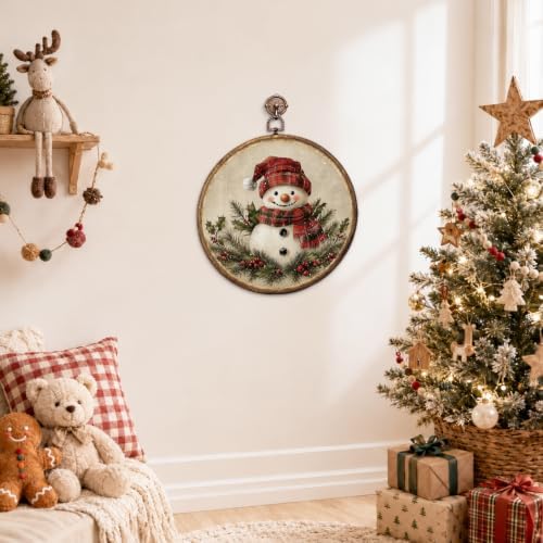 Rustic Snowman Christmas Round Framed Wall Art 10"x10", alternate view 6