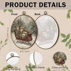 Rustic Snowy Christmas Tree Sleigh Oval Wall Art 8.5x11.5in, alternate view 7