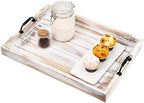 Rustic Vintage Big Wood Food Breakfast Serving Trays with Cutout Metal Handles(20 Inches) Large Nesting Board