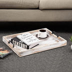 Rustic Vintage Big Wood Food Breakfast Serving Trays with Cutout Metal Handles(20 Inches) Large Nesting Board, alternate view