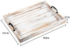Rustic Vintage Big Wood Food Breakfast Serving Trays with Cutout Metal Handles(20 Inches) Large Nesting Board, alternate view