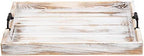 Rustic Vintage Big Wood Food Breakfast Serving Trays with Cutout Metal Handles(20 Inches) Large Nesting Board, alternate view