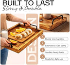Rustic Vintage Food Serving Trays (Set of 2) | Nesting Wooden Board with Metal Handles | Stylish Farmhouse Decor, alternate