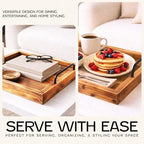 Rustic Vintage Food Serving Trays (Set of 2) | Nesting Wooden Board with Metal Handles | Stylish Farmhouse Decor, alternate
