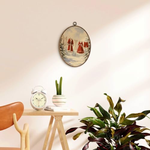 Rustic Winter Christmas Santa Laundry Room Oval Wall Art 8.5x11.5in, alternate view 2