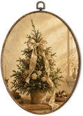 Rustic Winter Elegant Christmas Tree Country Oval Wall Art 8.5x11.5in
