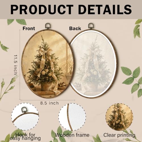 Rustic Winter Elegant Christmas Tree Country Oval Wall Art 8.5x11.5in, alternate view 7