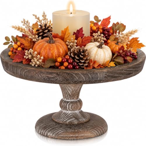 Rustic Wood Cake Stand for Candle Holder Centerpiece Display Riser in Distressed