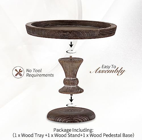 Rustic Wood Cake Stand for Candle Holder Centerpiece Display Riser in Distressed, alternate view 5