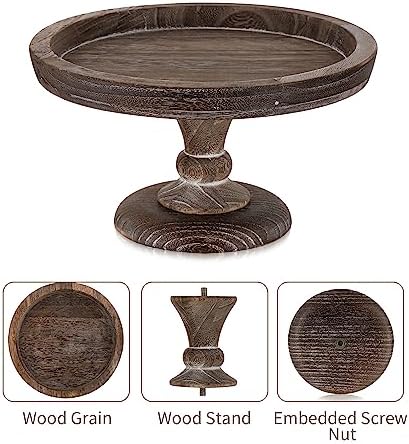 Rustic Wood Cake Stand for Candle Holder Centerpiece Display Riser in Distressed, alternate view 6