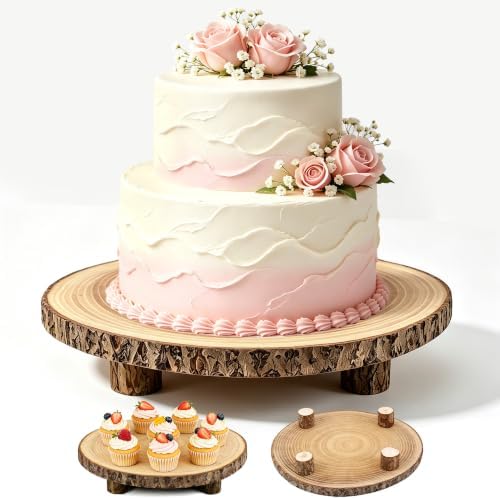 Rustic Wood Cake Stand & Wedding Cake Stand with Legs Natural in wood