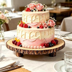 Rustic Wood Cake Stand & Wedding Cake Stand with Legs Natural in wood, alternate view 2