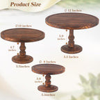 Rustic Wooden Cake Stand Set of 3 - Farmhouse Tiered Cupcake Display, Dessert Pedestals & Serving Trays for, alternate view 2