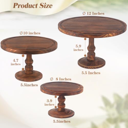 Rustic Wooden Cake Stand Set of 3 - Farmhouse Tiered Cupcake Display, Dessert Pedestals & Serving Trays for, alternate view 2