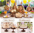 Rustic Wooden Cake Stand Set of 3 - Farmhouse Tiered Cupcake Display, Dessert Pedestals & Serving Trays for, alternate view 6