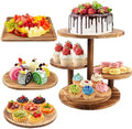 Rustic Wooden Dessert Table Display Set of 4, Round Cupcake Stand
