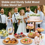 Rustic Wooden Dessert Table Display Set of 4, Round Cupcake Stand, alternate view 2