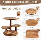 Rustic Wooden Dessert Table Display Set of 4, Round Cupcake Stand, alternate view 3