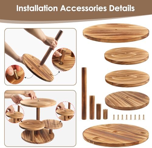 Rustic Wooden Dessert Table Display Set of 4, Round Cupcake Stand, alternate view 4