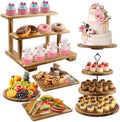 Rustic Wooden Dessert Table Display Set of 6, Cupcake Stand