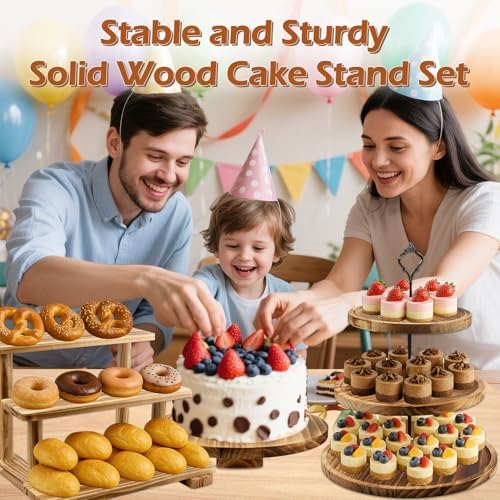 Rustic Wooden Dessert Table Display Set of 6, Cupcake Stand, alternate view 2