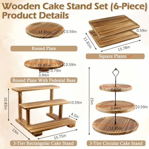 Rustic Wooden Dessert Table Display Set of 6, Cupcake Stand, alternate view 3