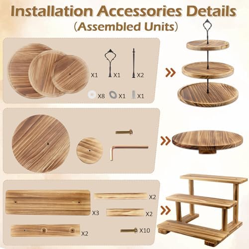 Rustic Wooden Dessert Table Display Set of 6, Cupcake Stand, alternate view 4