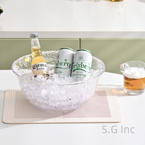 S.G Premium Quality 2 Gallon / 8 Quart Clear Plastic Punch Bowl - Embroidered Design with Elegant look Serving, alternate