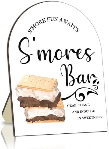 S'more Bar Signs, S'more Station Welcome Wooden Sign, Roast a Marshmallow Entrance Greeting Stand Sign Decor