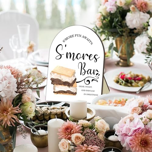 S'more Bar Signs, S'more Station Welcome Wooden Sign, Roast a Marshmallow Entrance Greeting Stand Sign Decor, alternate view