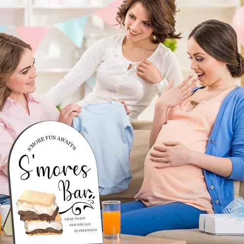 S'more Bar Signs, S'more Station Welcome Wooden Sign, Roast a Marshmallow Entrance Greeting Stand Sign Decor, alternate view