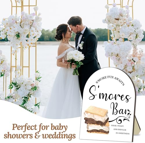 S'more Bar Signs, S'more Station Welcome Wooden Sign, Roast a Marshmallow Entrance Greeting Stand Sign Decor, alternate view