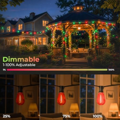 S14 Red and Green Christmas Bulbs for Outdoor Lights, 15 Pack, alternate view 3