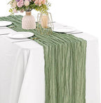 Sage Green 10FT Cheesecloth Table Runner Boho Gauze Fabric Table Runner Rustic Sheer Runner for Wedding Bridal