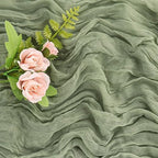 Sage Green 10FT Cheesecloth Table Runner Boho Gauze Fabric Table Runner Rustic Sheer Runner for Wedding Bridal, alternate