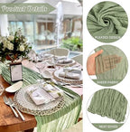 Sage Green 10FT Cheesecloth Table Runner Boho Gauze Fabric Table Runner Rustic Sheer Runner for Wedding Bridal, alternate