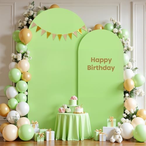 Sage Green Arch Cover 2 Set-7.2 and 6ft Arch Backdrop Cover Spandex Fitted Wedding Arch Stand Covers for