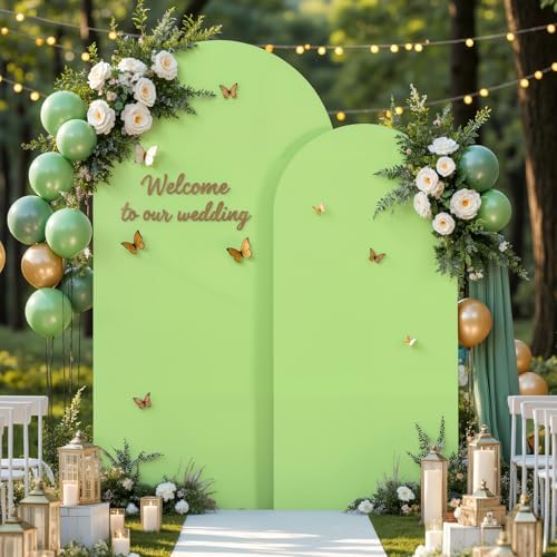 Sage Green Arch Cover 2 Set-7.2 and 6ft Arch Backdrop Cover Spandex Fitted Wedding Arch Stand Covers for, alternate view 2