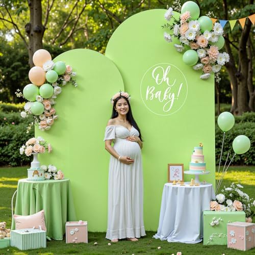 Sage Green Arch Cover 2 Set-7.2 and 6ft Arch Backdrop Cover Spandex Fitted Wedding Arch Stand Covers for, alternate view 3