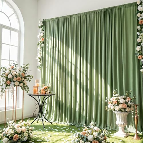 Sage Green Backdrop Curtain - 20x10FT Back Drop Curtains for Parties Wrinkle-Free Soft Polyester Backdrop