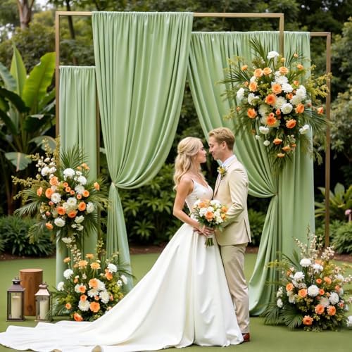 Sage Green Backdrop Curtain - 20x10FT Back Drop Curtains for Parties Wrinkle-Free Soft Polyester Backdrop, alternate view 4